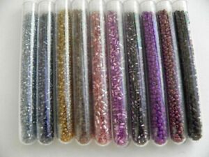 beaded JOB LOT 10 X 3.9" tubes .  GLASS SEED BEADS. SIZE 11/12 mm