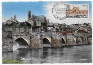 SUPERBE CARTE MAXIMUM FDC 1ER JOUR LIMOGES 87 PONT SAINT ETIENNE 1955 DENTELEE - Picture 1 of 1