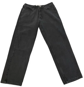 Men’s 36 Lee Relaxed Fit Straight Leg Black Dark Wash Denim Jeans - Picture 1 of 11