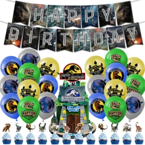 Jurassic World Park Dinosaur Birthday Party Decors Balloons Banners Cake Toppers - Picture 1 of 7