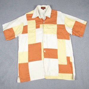 Prestige Men's M Multi-color Short Sleeve 100% Linen Dress Patch Shirt Candycorn - Picture 1 of 11