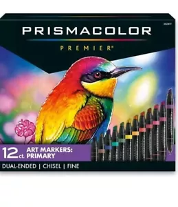 Prismacolor Premier Dual-Ended Art Markers, Fine and Chisel Tip, 12 Pack - Picture 1 of 4