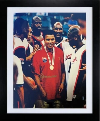 Muhammad Ali Signed 1996 Olympics Gold Medal 16x20 Photo Framed– Beckett Rev/COA - Image 1 of 4