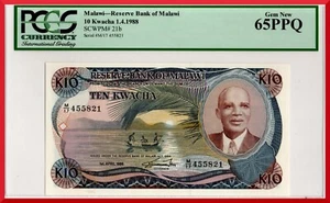 MALAWI 10 Kwacha 1988 Pick 21b PCGS65 SC / UNC - Imagen 1 de 3