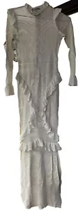 Alexis weiß gestricktes Bodycon-Maxikleid mit Rüschen XS - Bild 1 von 14