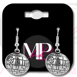 Star Wars Earring Set Drop Dangle Hook Fashion Accessory Jewelry DEATH STAR - Picture 1 of 7