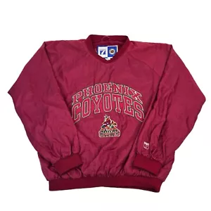 Vintage 90s Logo 7 Phoenix Arizona Coyotes Hockey NHL Windbreaker Jacket Red L - Picture 1 of 6