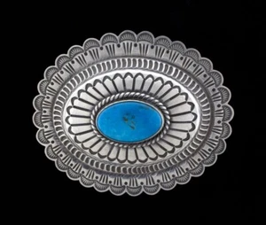 Hebilla de cinturón turquesa Kingman del artista navajo Roland Dixson - Imagen 1 de 3