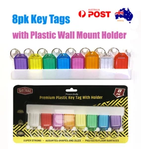 8X Key Tags With Holder Rack Keys Rings Hook Storage Label Wall Mount Organiser - Picture 1 of 1