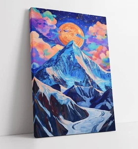 STARRY NIGHT ON MOUNT EVEREST -FRAMED CANVAS WALL ART PICTURE PRINT - Picture 1 of 2