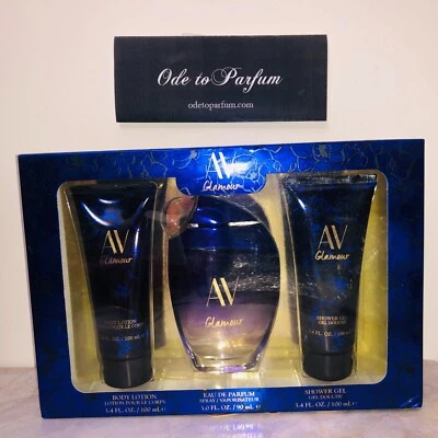 AV Glamour страстный духи подарочный набор Adrienne Vittadini 3 унц 3шт EDP лосьон гель - Изображение 1 из 4
