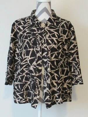 Chaqueta Blazer Coviington 2087 Mujer Lino Marrón/Beige 3/4 Slv Un Botón Talla XL   Foto 1 de 4