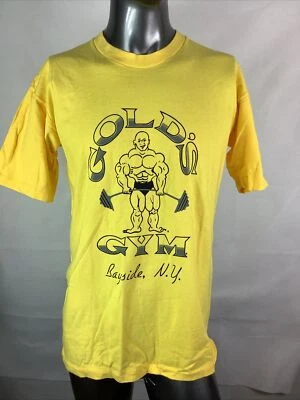 Camiseta De Colección Gold's Gym Bayside, NY Amarilla Muscular Para Hombre EE. UU. Culturismo Mediana Foto 1 de 4