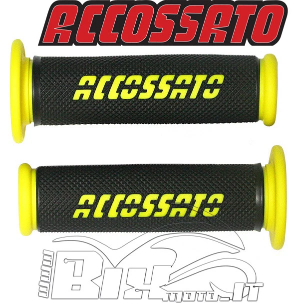 Manopole Racing Accossato Bicolore realizzate in gomma termoplastica GIALLO  - Immagine 1 di 4