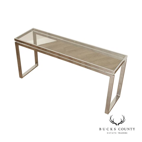 Modern Chrome Glass Top Console Table Cover