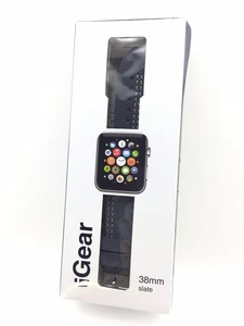 iGear 38mm Apple Watch Strap Slate/Smoke Genuine Leather 38AWSLCRSI - Picture 1 of 1