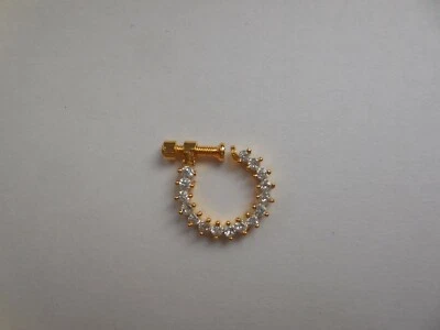 Crystal Nose Ring Ethnic Nath Bridal Non Pierced Stud Nostril Nose Screw Hoop - Image 1 of 4