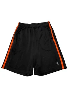 Fila Sport Boys Shorts Size Medium Black/Orange Elastic Waist Performance - Picture 1 of 9
