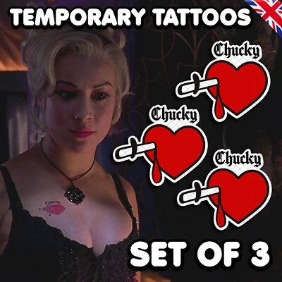 ALUNACREATES UK Tiffany Valentine - Bride of Chucky Temporary Tattoo Cosplay Costume SET OF 3