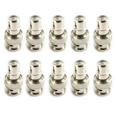 10pcs BNC Male To RCA Female Jack Straight CCTV Connector Adapter Nickel Plated - Image 1 of 4