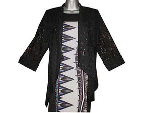 Plus size black lace edge to edge jacket - Picture 1 of 2