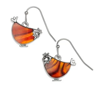 Hen Earrings inlaid with Paua Shell in an Amber Colour by Tide. Gift bag incl. - Picture 1 of 2