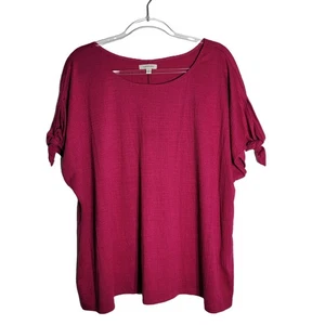 Max Studio Pink Top Plus Size 3X Lightweight Stretch Tie Sleeve Pullover - Picture 1 of 6