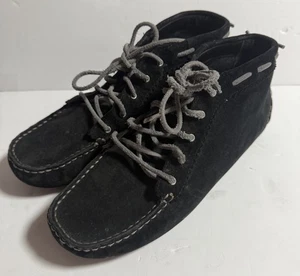 UGG Australia W Scottie Black Suede Boots W/Lambswool insert Women's Size 7 - Picture 1 of 12