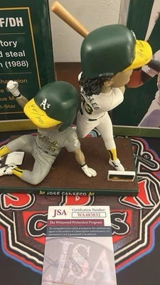 Oakland A's Jose Canseco Signed Inscription 40/40 BobbleHead JSA Certified - Image 1 of 4