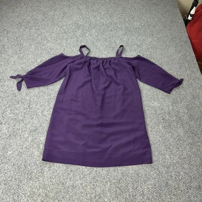 Madewell Shift платье женщин 6 фиолетовый шелк с плеча холодные плечи галстук рукав - Изображение 1 из 4