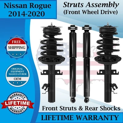 Monroe OEM Front Strut & Rear Shock For 2014-2020 Nissan Rogue 2WD Lifetime Warr - Изображение 1 из 4