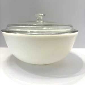 Vintage Pyrex True Opal White 404 Mixing Bowl 4 Quart W/ Lid Unmarked On Bottom - Picture 1 of 8