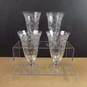 4 Cambridge Glass Chantilly 3138 Etched Tumblers Glasses 6-3/8" Tall VGC - Picture 1 of 4