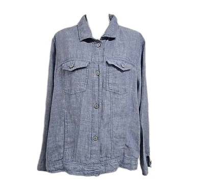 Jones & Co Jones New York 100% Linen Lightweight Jacket Blue Women’s Plus Sz 2X - Image 1 of 4