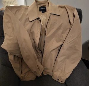 London Fog Jacke Herren LT hellbraun durchgehender Reißverschluss in Außentaschen gefüttert Windbreaker Golf - Bild 1 von 6