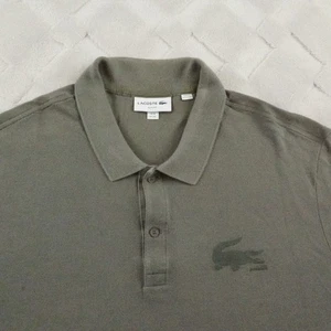 Lacoste Slim Fit Polo Shirt Mens 2XL Solid Green Formal Preppy FLAW READ - Picture 1 of 11