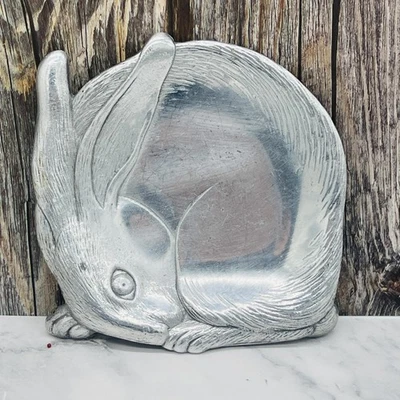 Bandeja de servir doces vintage Arthur Court coelho 1981 alumínio catchall - Imagem 1 de 4