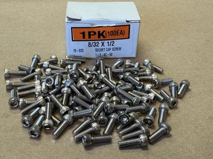 100 STÜCK 8/32 X 1/2 INNENSECHSKANTSCHRAUBE EDELSTAHL 18-8 SS 1-S-8C-50 - Bild 1 von 7