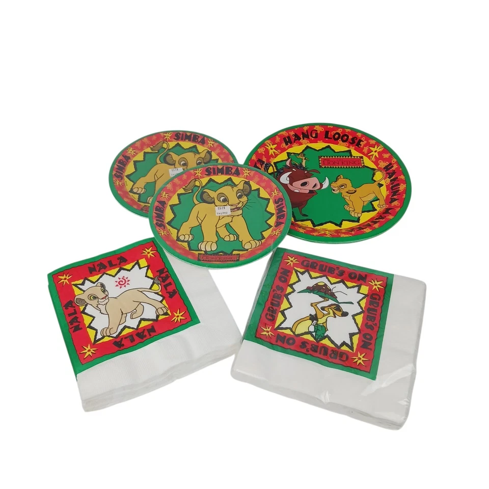LION KING VINTAGE 1994 PAPER PLATES (16) 9 Inch 64 Napkins Birthday Party