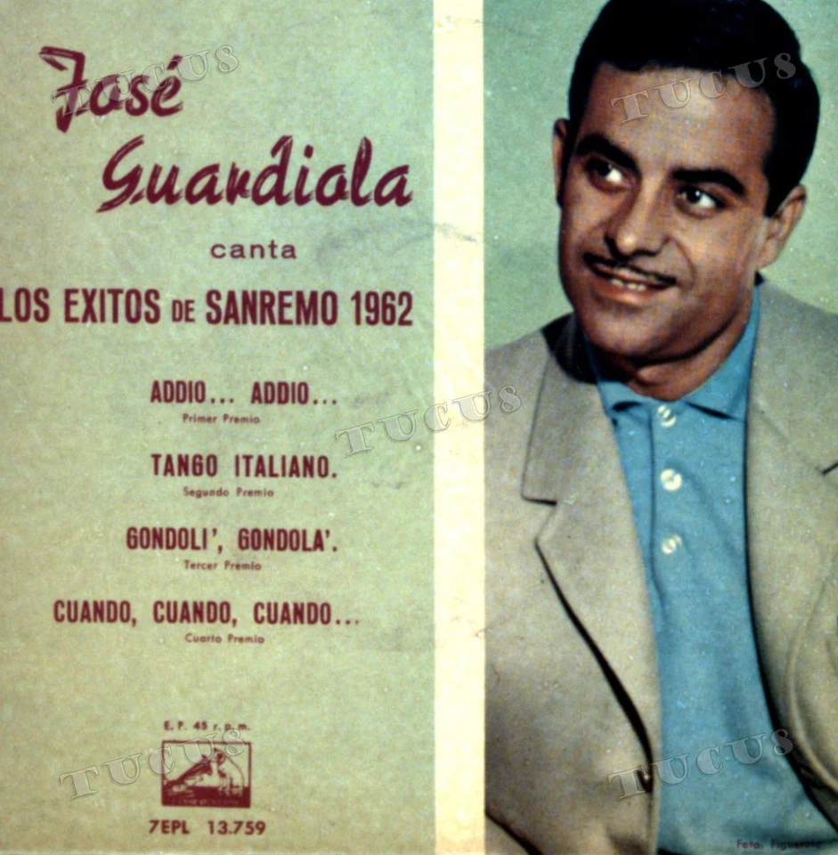 José Guardiola - Canta Los Exitos De San Remo 1962 ESP 7in 1962 (VG/VG) .* - Image 1 of 1