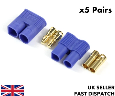 5 x Pairs EC3 (3.5mm bullet/banana) Male Female Connectors/Plugs RC LiPo 12v DC - Image 1 of 4