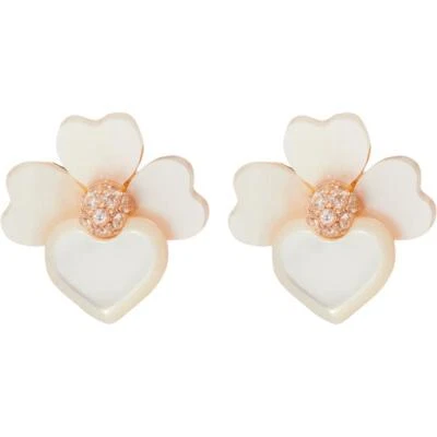 NWT Kate Spade Precious Pansy Pearl Stud Earrings $58 Rose Gold - Image 1 of 4