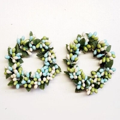 Set of 2 Country Primitive Seabreeze Pip Berry Taper Candle Rings 1.5" Ring - Image 1 of 3