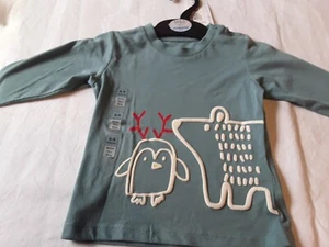 M&S Baby Christmas Long Sleeved T Shirt Polar bear and Penguin BNWT - Picture 1 of 2