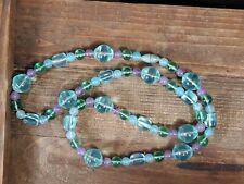 Vintage 28 Inch Blue Purple Green Lucite Necklace 