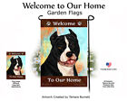Welcome Garden Flag - Cropped Black and White Pit Bull Terrier 110A