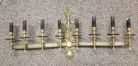Vintage Victorian Style Brass 8 Light Wall Sconce Fixture 33" wide 17.5" tall Cover