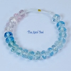 3.5-3.8mm Beryl Santa Maria Aquamarine Pink Morganite Faceted Rondelle Bead 2.2" - Picture 1 of 5