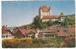 Switzerland  - Thun - The Castle, A USED POSTCARD, 1960, SHIPPED TP ISRAEL - Picture 1 of 2