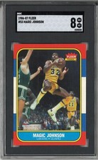 1986 Fleer Basketball Magic Johnson #53 SGC 8